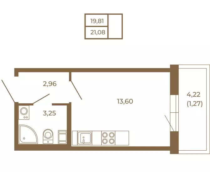 Квартира-студия: Сертолово, Златоглавая улица, 2к2 (21.08 м) - Фото 1