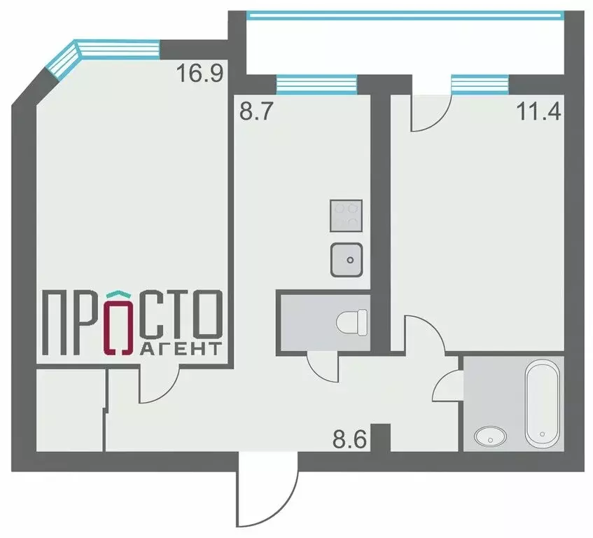 2-комнатная квартира: Екатеринбург, Уральская улица, 67 (51.8 м) - Фото 1