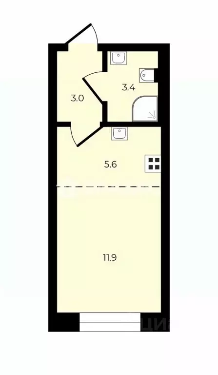Студия Санкт-Петербург Петровский просп., 9к2 (25.0 м) - Фото 2