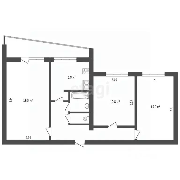 3-к кв. Москва Боровая ул., 8 (64.0 м) - Фото 2
