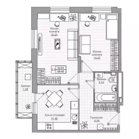 2-к кв. Татарстан, Лаишевский район, Столбищенское с/пос, с. Усады ул. ... - Фото 1