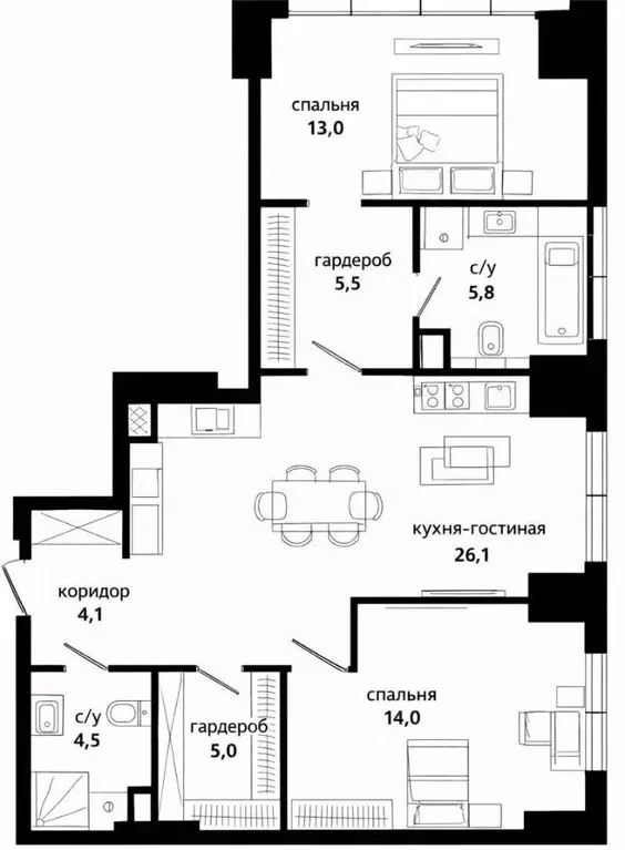 3-к кв. Москва ул. Василия Ланового, 5 (79.1 м) - Фото 2