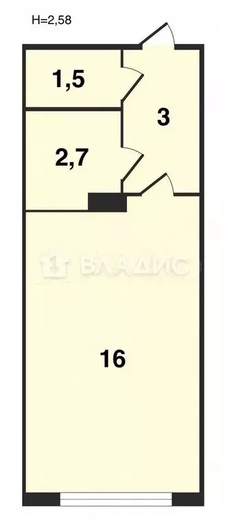Квартира-студия, 23,2 м, 9/15 эт. - Фото 0