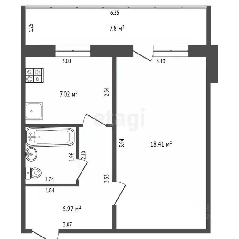 1-к кв. Ульяновская область, Ульяновск Отрадная ул., 3 (36.0 м) - Фото 1