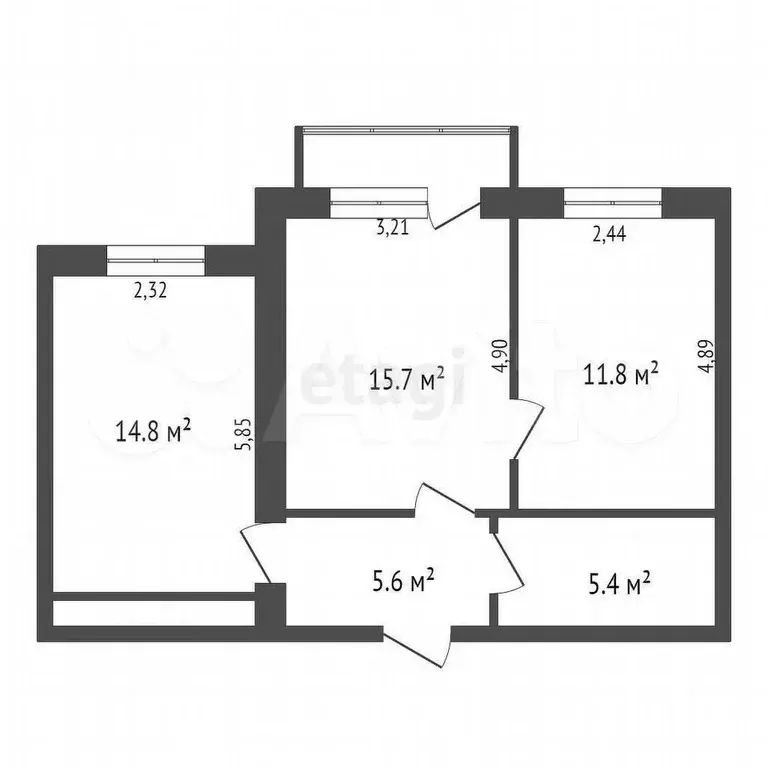 2-к. квартира, 56,1 м, 5/5 эт. - Фото 0