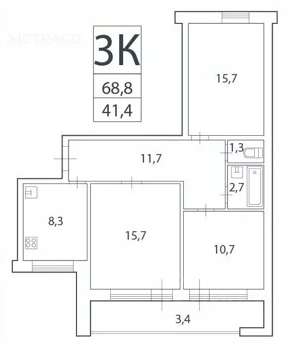 3-к кв. Новосибирская область, Новосибирск Обская ул., 80 (69.0 м) - Фото 1