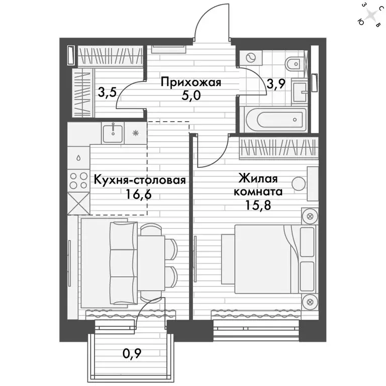 2-комнатная квартира: Владивосток, улица Крылова, 10 (45.7 м) - Фото 0
