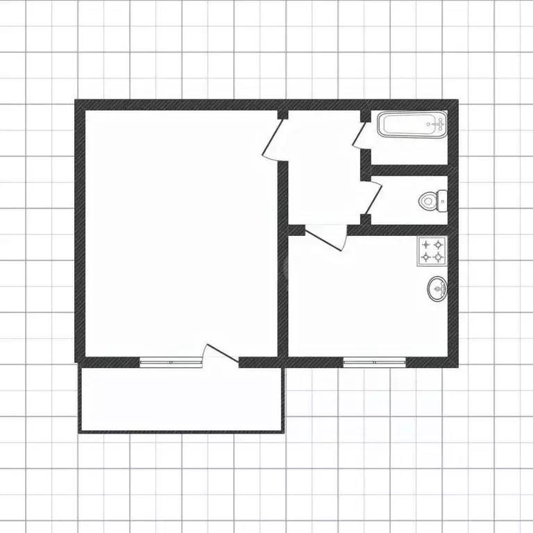 1-к кв. Белгородская область, Белгород Молодежная ул., 16в (33.8 м) - Фото 1
