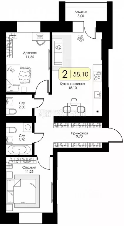 2-к кв. Смоленская область, Смоленск пос. Загорье, Загорье жилой ... - Фото 1