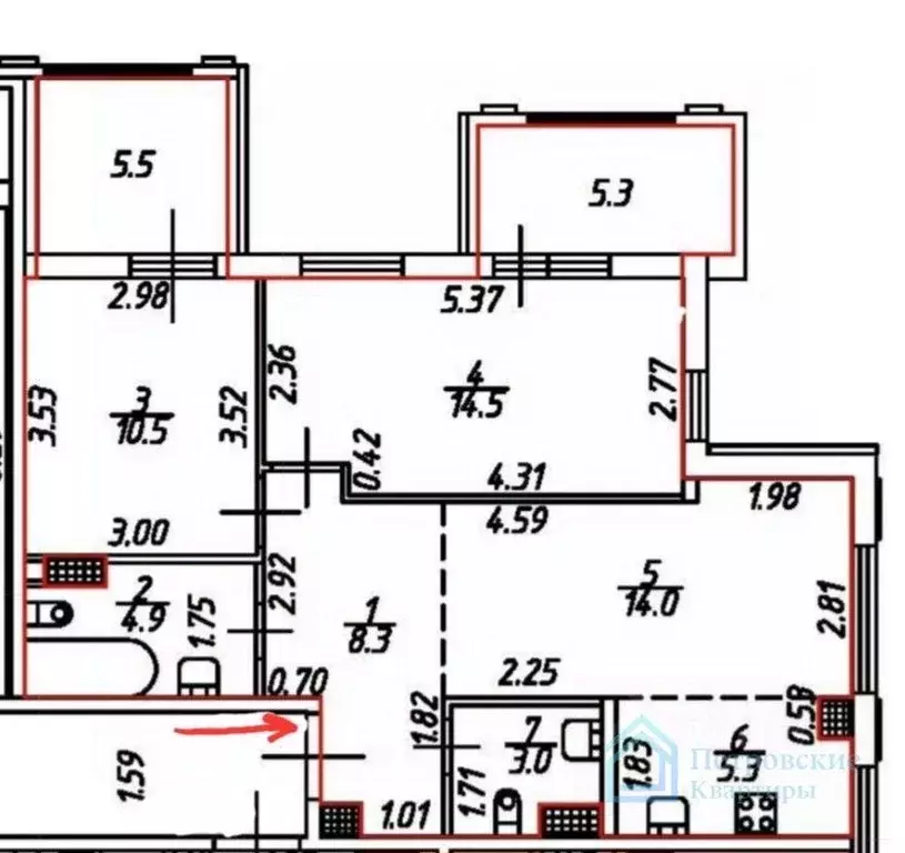 2-к кв. Санкт-Петербург ул. Дыбенко, 8к2 (60.5 м) - Фото 1