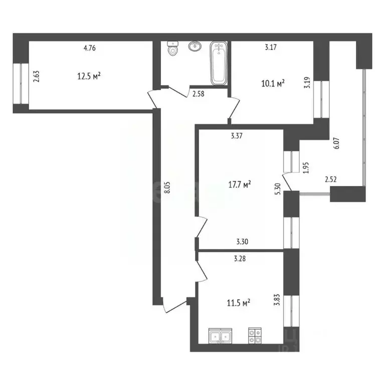 3-к кв. Владимирская область, Муром ул. Фрунзе, 2 (66.5 м) - Фото 1