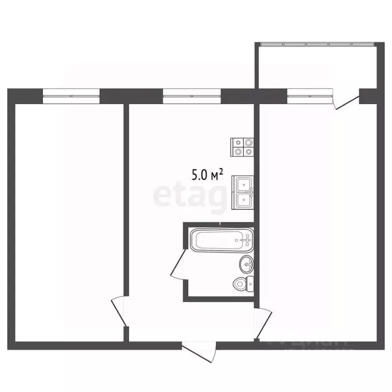 2-к кв. Ставропольский край, Пятигорск ул. Юлиуса Фучика (44.7 м) - Фото 2
