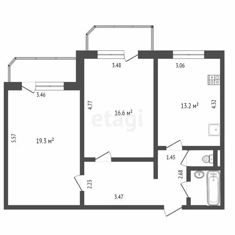 2-комнатная квартира: Тюмень, улица Московский Тракт, 143к1 (64.5 м) - Фото 1