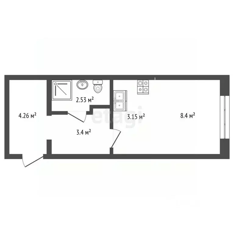 Студия Ярославская область, Ярославль Шандорная ул., 14 (21.7 м) - Фото 2