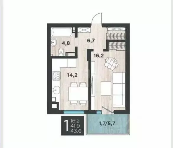 1-к кв. Калининградская область, Калининград ул. 3-я Большая Окружная, ... - Фото 0