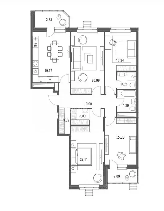 4-к кв. Московская область, Одинцово Северная ул., 5к4 (120.5 м) - Фото 1
