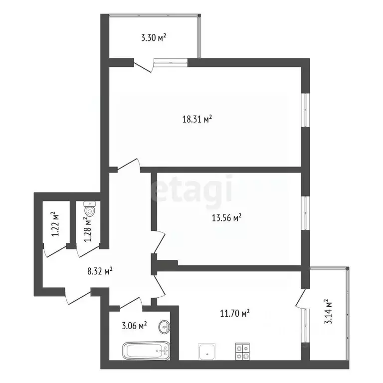2-к кв. Воронежская область, Воронеж Острогожская ул., 156/1 (60.67 м) - Фото 2