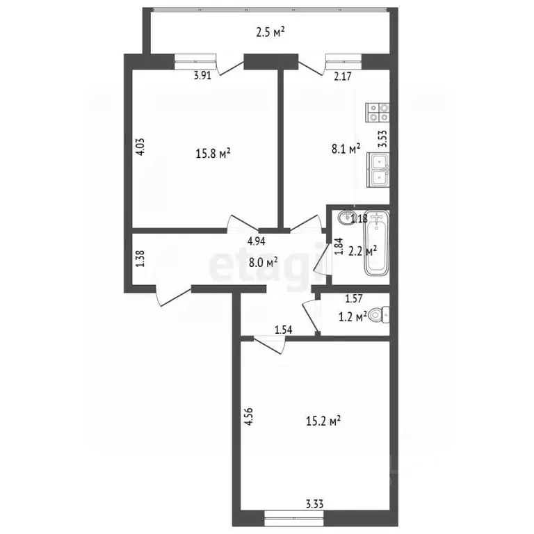 2-к кв. Мордовия, Саранск городской округ, Ялга рп пер. Вокзальный, 18 ... - Фото 2