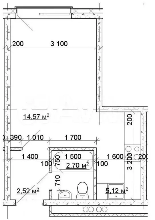 Квартира-студия, 25 м, 1/4 эт. - Фото 1