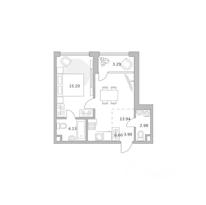 1-к кв. Москва ул. Народного Ополчения, 34С4 (44.04 м) - Фото 1