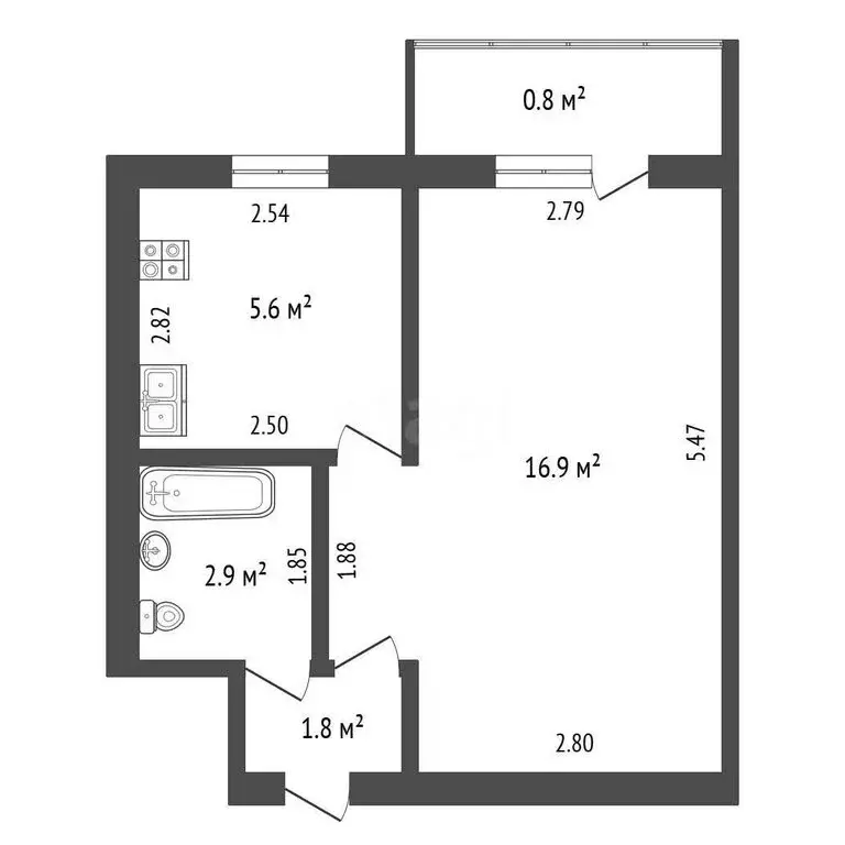 1-комнатная квартира: Стерлитамак, улица Худайбердина, 182 (28 м) - Фото 1