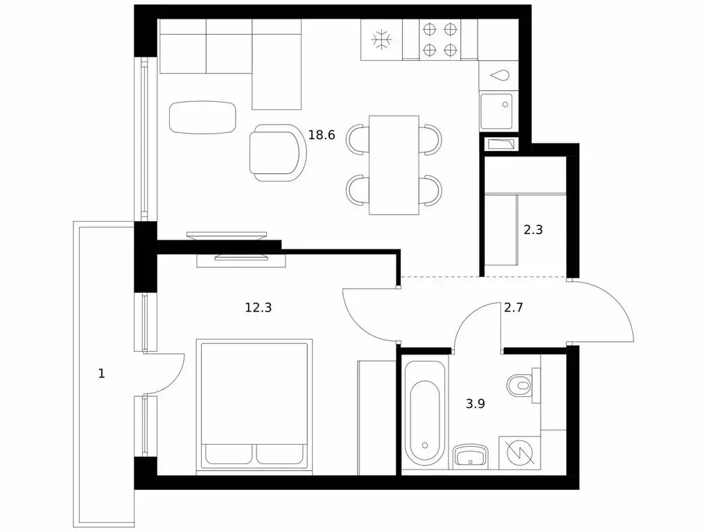 1-комнатная квартира: Москва, улица Ивана Франко, 20к3 (40.8 м) - Фото 0