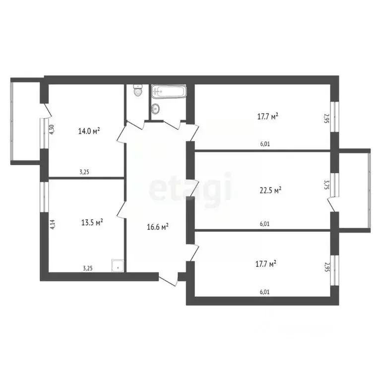 4-к кв. Калужская область, Балабаново г. Боровский муниципальный ... - Фото 2