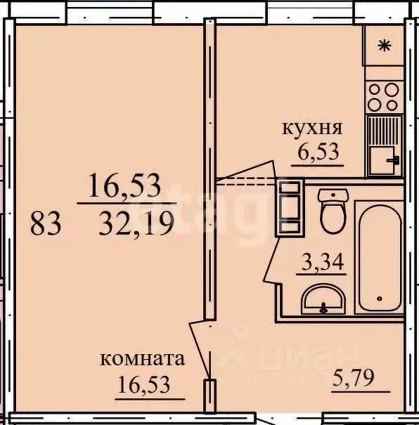 1-к кв. Курганская область, Курган Заозерный жилрайон, 8-й мкр, 6 ... - Фото 2