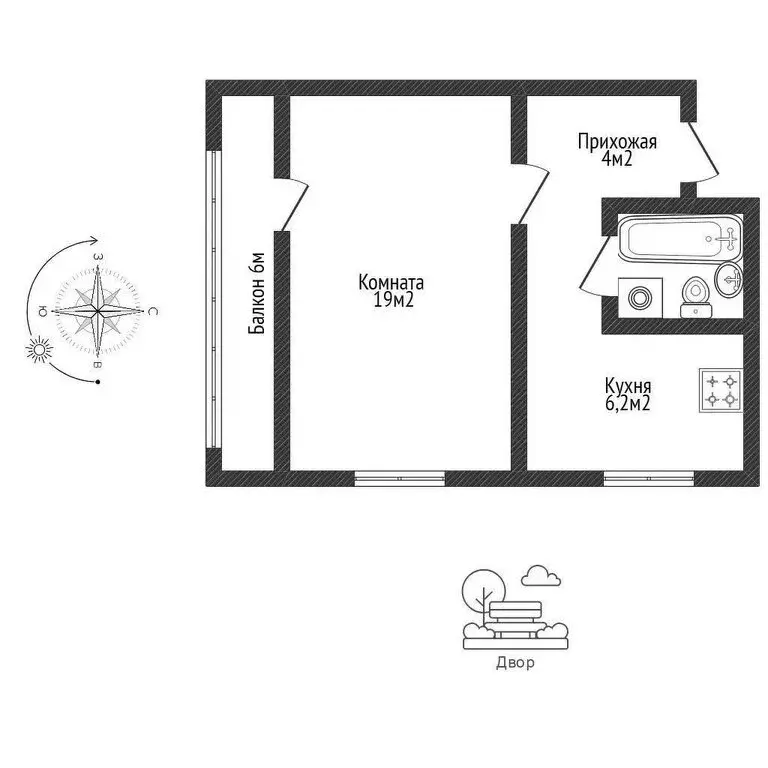 1-комнатная квартира: Казань, проспект Победы, 66 (33 м) - Фото 1