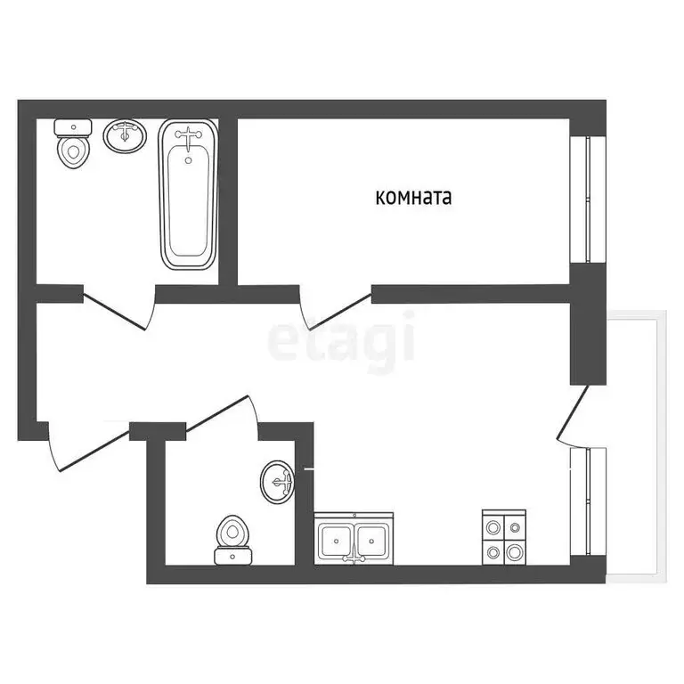 1-комнатная квартира: Тюмень, улица Разведчика Кузнецова, 16 (46.7 м) - Фото 1