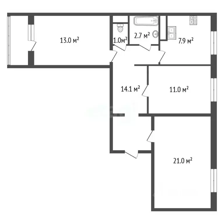 3-к кв. Санкт-Петербург просп. Кузнецова, 21 (69.0 м) - Фото 2