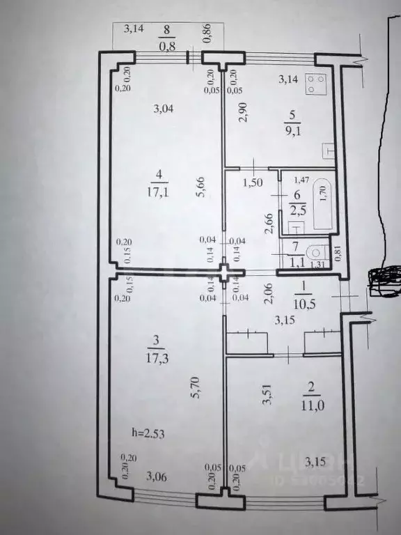 3-к кв. Забайкальский край, Чита ул. Серова, 28 (65.4 м) - Фото 1