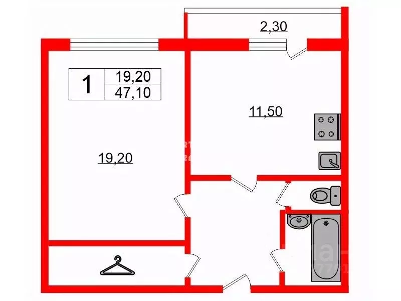 1-к кв. Санкт-Петербург Бухарестская ул., 118к1 (47.1 м) - Фото 1