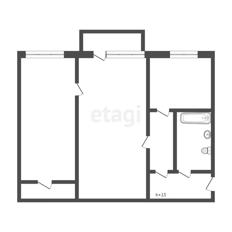 2-комнатная квартира: Юрга, Строительная улица, 37 (42.4 м) - Фото 0