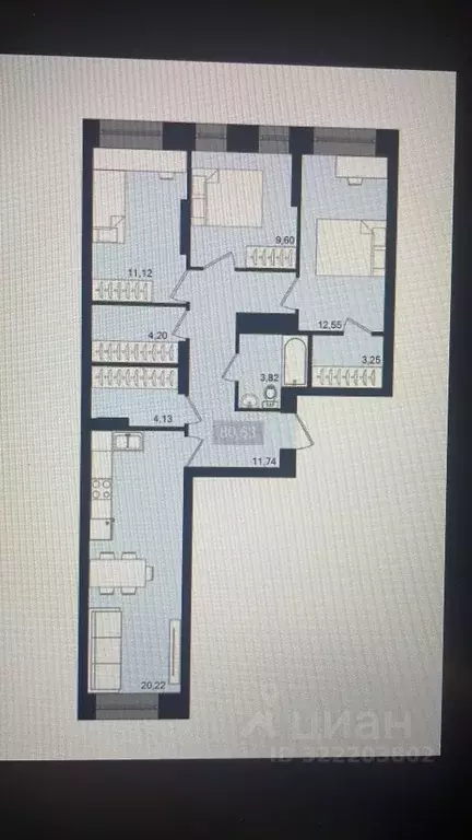 4-к кв. Красноярский край, Красноярск ул. Александра Матросова (81.0 ... - Фото 2