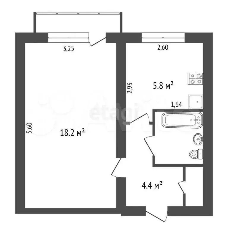 1-к. квартира, 34 м, 1/5 эт. - Фото 0