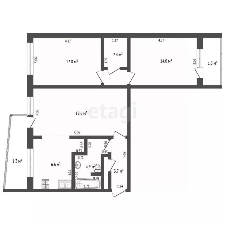 3-к кв. Мордовия, Саранск ул. Сущинского, 18с3 (63.5 м) - Фото 2