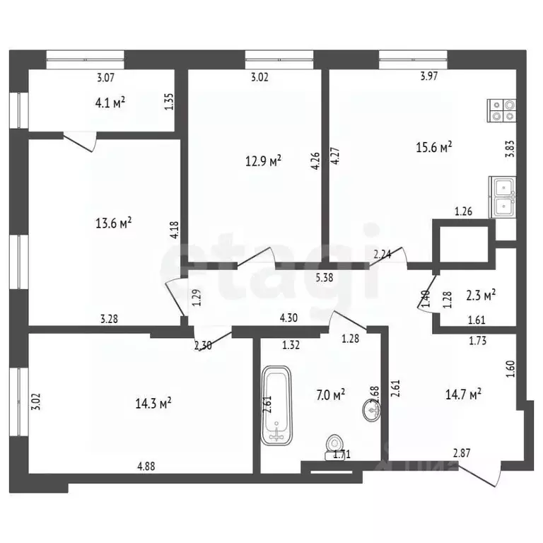 3-к кв. Тюменская область, Тюмень ул. Мельникайте, 34к1 (80.4 м) - Фото 2