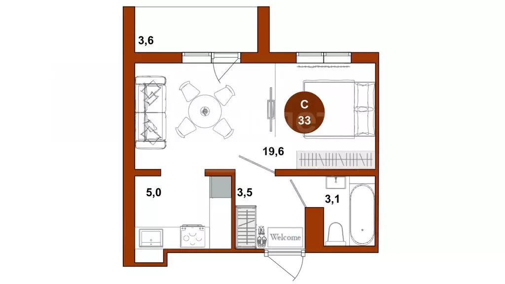 Квартира-студия: Оренбург, улица Лабужского, 12 (33 м) - Фото 1