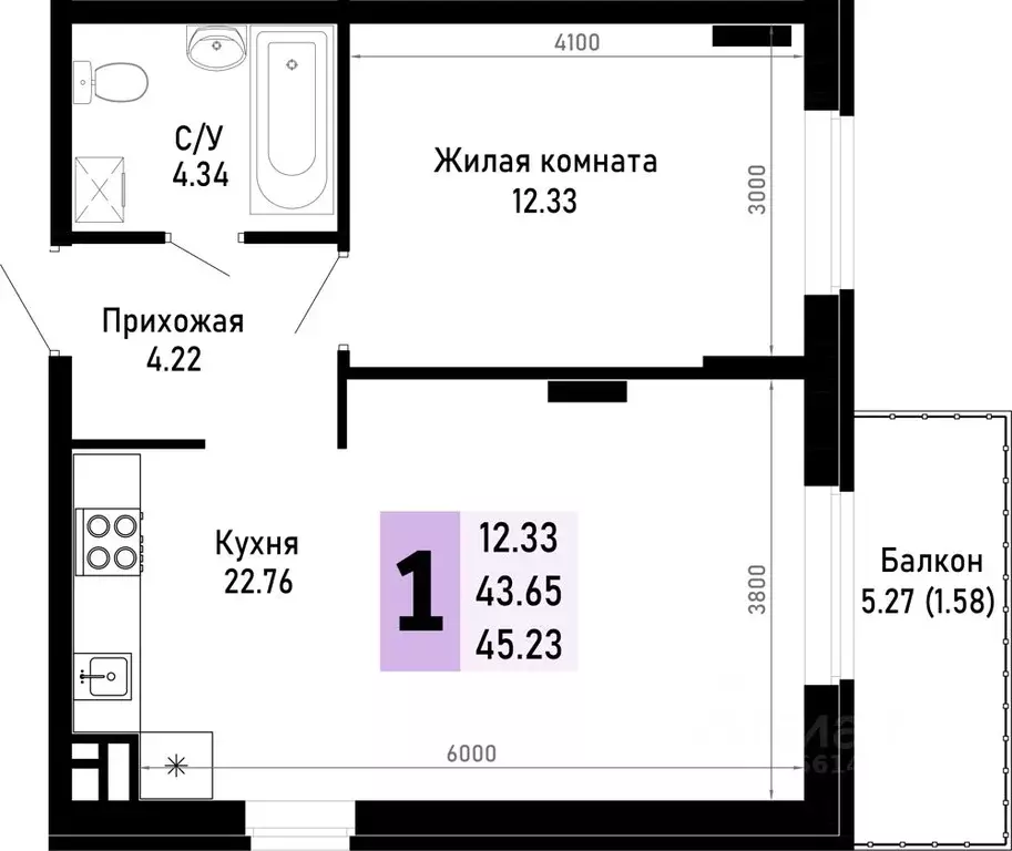 1-к кв. Краснодарский край, Анапа муниципальный округ, Нижняя ... - Фото 0