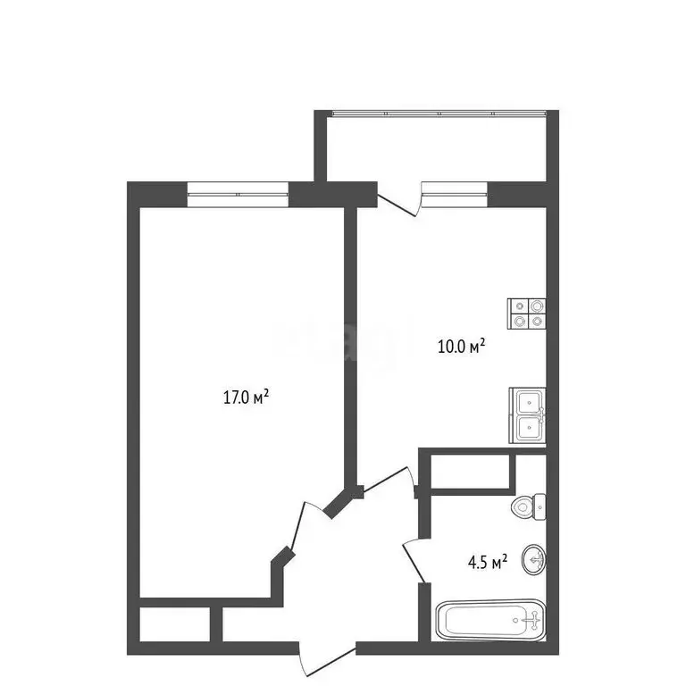 1-комнатная квартира: Тюмень, улица Бакинских Комиссаров, 3к1 (36 м) - Фото 1