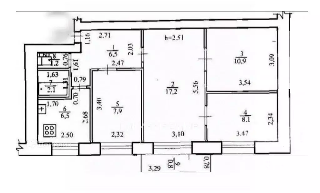 4-к кв. Брянская область, Брянск ул. Костычева, 29 (57.0 м) - Фото 2