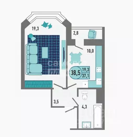 1-к кв. Липецкая область, Липецк Европейский мкр, Геометрия жилой ... - Фото 1