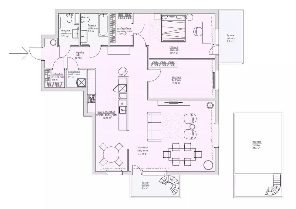 3-к кв. Санкт-Петербург наб. Реки Смоленки, 35к1 (121.6 м) - Фото 1
