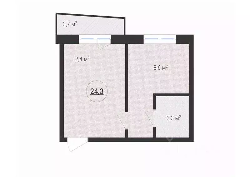 1-к кв. Челябинская область, Челябинск ул. Молодогвардейцев, 34 (24.0 ... - Фото 1