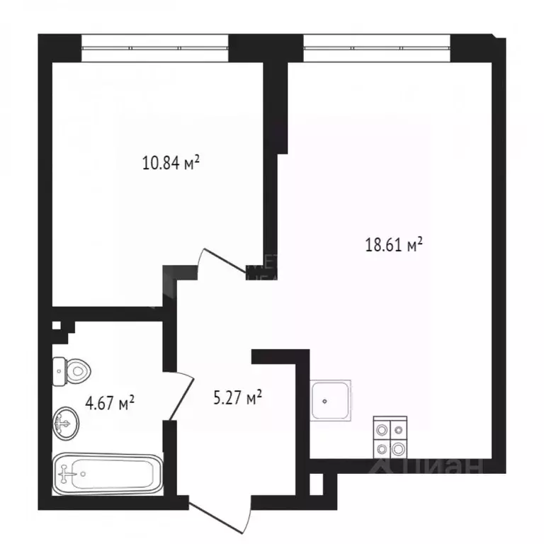 1-к кв. Тюменская область, Тюмень ул. Тимофея Чаркова, 87 (39.7 м) - Фото 1