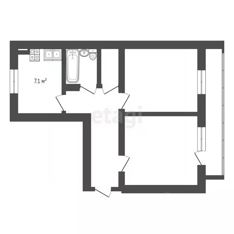 2-к кв. Крым, Красноперекопск 1-й мкр, 1А (45.7 м) - Фото 2