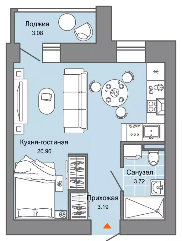 Студия Кировская область, Киров Знак жилой комплекс (29.0 м) - Фото 0