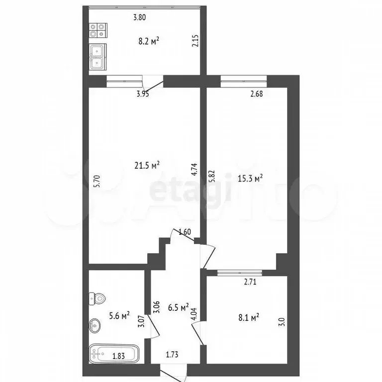 3-к. квартира, 65,2 м, 1/9 эт. - Фото 0