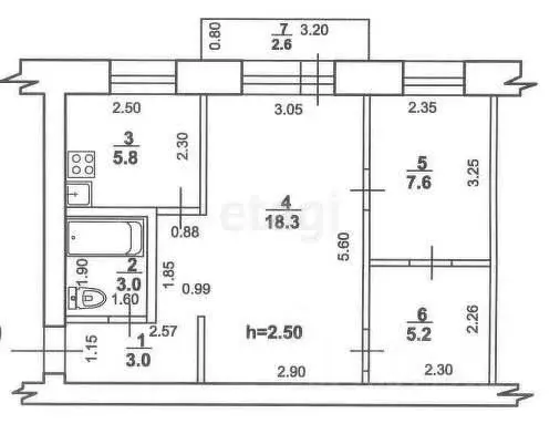 2-к кв. Башкортостан, Стерлитамак просп. Ленина, 42 (42.9 м) - Фото 2